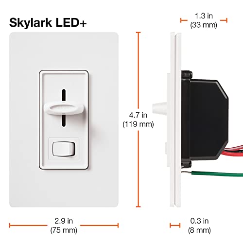 Lutron Skylark LED+ Dimmer Switch for Dimmable LED, Lutron Dimmer Switch For Halogen and Incandescent Bulbs, 150W/Single-Pole or 3-Way, SCL-153P-WH, White - color: White