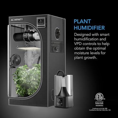 AC Infinity CLOUDFORGE T3, Plant Humidifier 4.5L with VPD Humidity Controls, 10-Level Precision Vaporizer, Extendable Targeting Hose and No-Leak Seal for Grow Tents - size: 4.5 L