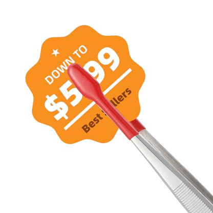 5pcs Tweezers with Rubber Tips,5 Different Sizes of Long Rubber Tweezers for Crafts Precision, Silicone Tweezer for Jewelry, Bead Making, and Industrial Use, Red