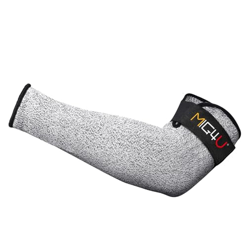 MIG4U 1 Pack Cut Resistant Sleeve Safety Protection Arm Guards No Thumb Shot, Adjustable fit for Men and Women Yard Work,Construction,Farm,Gardening 18 inches - color: Grey-1 Pack No Hole, size: Large