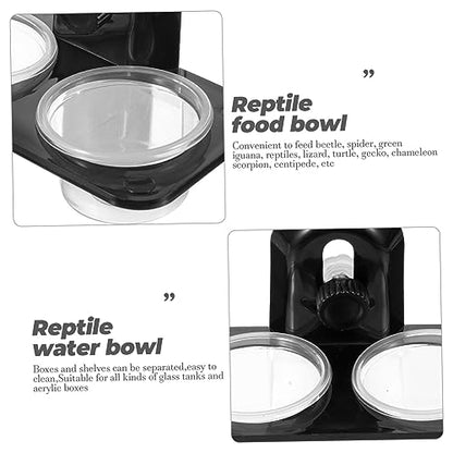HEMOTON Reptile Feeder Water and Food Bowl Dual Compartment Container for Lizards Turtles Geckos Easy to Clean Suitable for Tanks Boxes