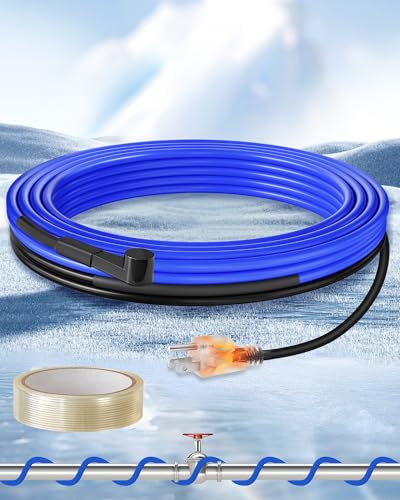 9 FT Water Pipe Heating Cable, 5W Constant Power Self-Regulating Heating Cable, 5W/FT, IPX7 Waterproof, Auto-On/Off, for Metal and Plastic Water Pipes, Freeze Protection, 120V U09HC06 - size: 9 FT