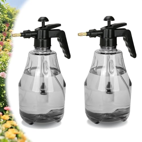 MRPAPA 2 Pack Handheld Pump Sprayer, Garden Pressure Water Spray Bottle with Adjustable Brass Nozzle for Plants (1.5L-Grey-2PCS) - color: 1.5L-Grey-2PCS