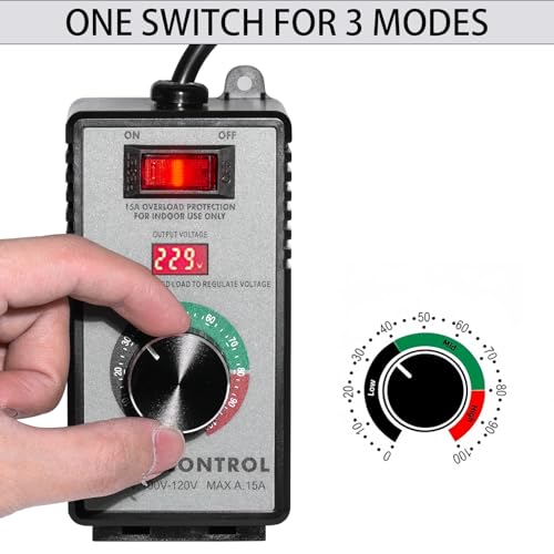 AC Motor Speed Controller 15 A 4000 W Variable Fan Dimmer Switch with LED Display, Heavy Duty for Power Tools, Drill, Fan, Heater (110-120 V US Standard)