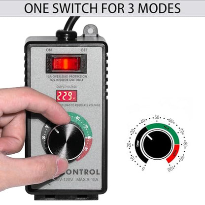 AC Motor Speed Controller 15 A 4000 W Variable Fan Dimmer Switch with LED Display, Heavy Duty for Power Tools, Drill, Fan, Heater (110-120 V US Standard)