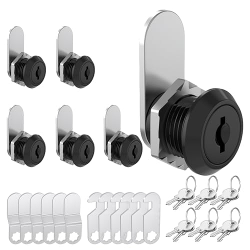 6 Pack Cabinet Locks with Key, 5/8" Cam Lock Keyed Alike,Mailbox Locks with Keys for Cabinets, Secure Mailbox Toolbox RV Storage Door Drawer Lock, Zinc Alloy - size: 6 Pack 5/8 Inch Black