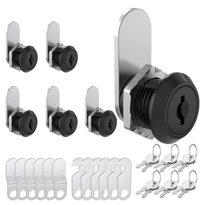 6 Pack Cabinet Locks with Key, 5/8" Cam Lock Keyed Alike,Mailbox Locks with Keys for Cabinets, Secure Mailbox Toolbox RV Storage Door Drawer Lock, Zinc Alloy - size: 6 Pack 5/8 Inch Black