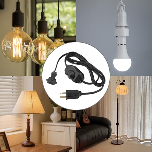 RTNLIT Lamp Dimmer Plug Switch Extension Cord for Dimmable Indoor Outdoor String Lights Halogen Incandescent (6Ft, Black)