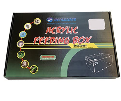 BETAZOOER Reptile Terrarium Breeding Tank Acrylic Reptile Feeding Box with Temperature Hygrometer (11.4"x7.7"x5.9") - size: Small