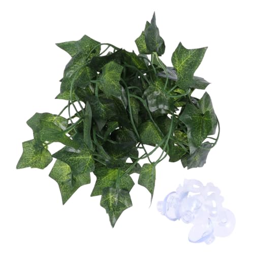 2m Jungle Vines Artificial Leaf Decor for Reptiles Habitat Accessories with Suction Cups for Lizards Frogs Snakes and More Flexible Rattan Strips for Terrarium