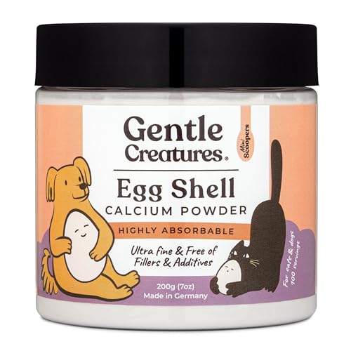 Gentle Creatures Egg Shell Calcium Powder for Pets, Ultra Fine, 7 oz, Highly Absorbable Pet Food Supplement, Made in Germany