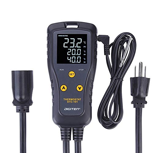 DIGITEN Temperature Controller Heat Mat Thermostat Outlet DTC101 Temperature Controlled Outlet Greenhouse Thermostat Aquarium Temperature Controller Reptile Thermostat Heating Cooling Mode 110V 10A