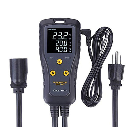 DIGITEN Temperature Controller Heat Mat Thermostat Outlet DTC101 Temperature Controlled Outlet Greenhouse Thermostat Aquarium Temperature Controller Reptile Thermostat Heating Cooling Mode 110V 10A