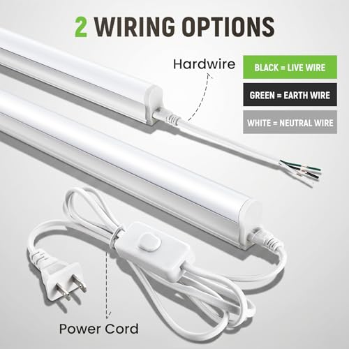 Pak 4FT LED Shop Lights, 2300LM 6500K Cool White, 20W Energy Efficient Linkable Ceiling and Under Cabinet Lighting, T5 Integrated Utility Fixture for Garage, Workshop, Basement, FCC Certified, 4 Pack - size: 4FT 6500K-4 Pack