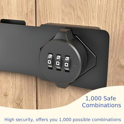 3-Digit Combination Lock, Black, Keyless, Zinc Alloy, Cabinet Door Latch, Easy DIY Installation, Wide Range of Uses - color: Black