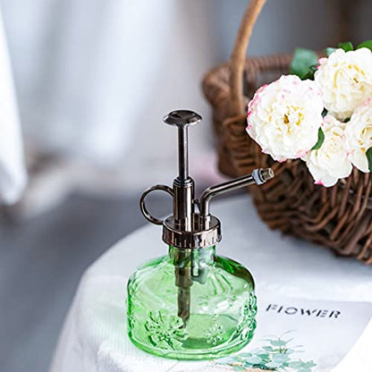 XXXFLOWER Glass Plant Mister Spray Bottle for Indoor Plant Spritzer Succulent Watering Bottle - color: Green