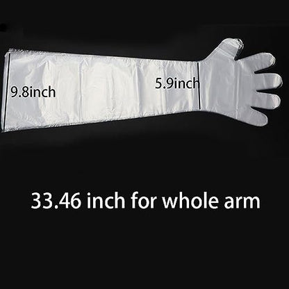50PCS Disposable Gloves, Long Sleeve Gloves, Cow Examination, Cleaning, Hunting, Field Dressing and Gardening Gloves