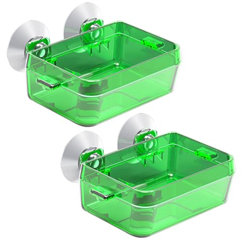 Tfwadmx 2 Pcs Reptile Feeder Chameleon Bowl Water Dish with Suction Cup Gecko Worm Feeder Anti-Escape Chameleon Supplies Accessories for Iguana Lizard Bearded Dragon Snakes （Green,S） - color: Green, size: Small