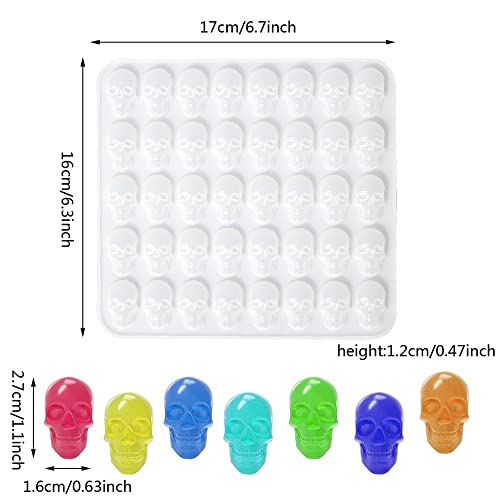 40 Cavity Mini Skull Pendant Epoxy Resin Mold Small Skull Jewelry Casting Molds Earrings Resin Molds Gummy Skull Silicone Mold for DIY Crafts Charms