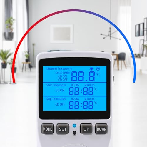 UMLIFE 2Pack Digital Thermostat Temperature Controller Electric Digital Thermostat Heating Cooling Control Mode Timer 1800W 120V 15A Greenhouse Heater with Thermostat Backlit Display - style: 2PCS