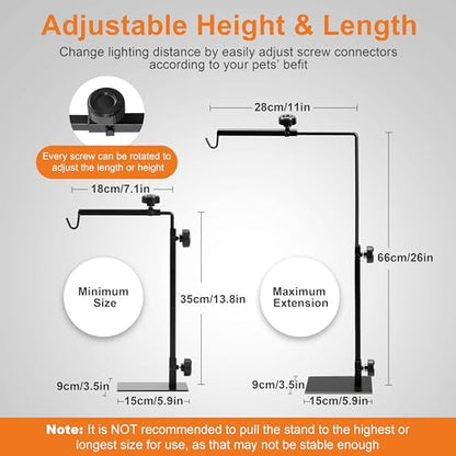 Simple Deluxe Reptile Light Stand Adjustable 14-26 inch Floor Lamp Holder, Metal Bracket for Reptile Tank & Terrarium Heating Light - size: Lamp Stand S