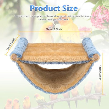 BWOGUE Winter Warm Bird Nest Bed Hanging Hammock Snuggle Hut Parrot House Tent Toy Bird Cage Perch for Parakeet Budgies Cockatiels Lovebird Cockatoo Finch Hamster Chinchilla Guinea Pig - color: Blue, size: Medium (9"x7.2")