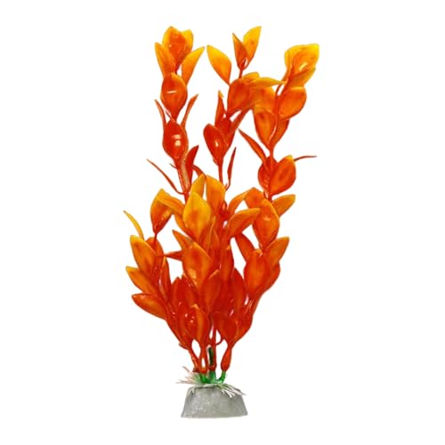 Aquarium Plastic Plant,Silk Artificial Aquarium Plants Decorations with Base,Simulation Aquatic Plants Decor for Fish Tank Rear Landscape Aquascape Ornament 7.87in Height - color: Yellow