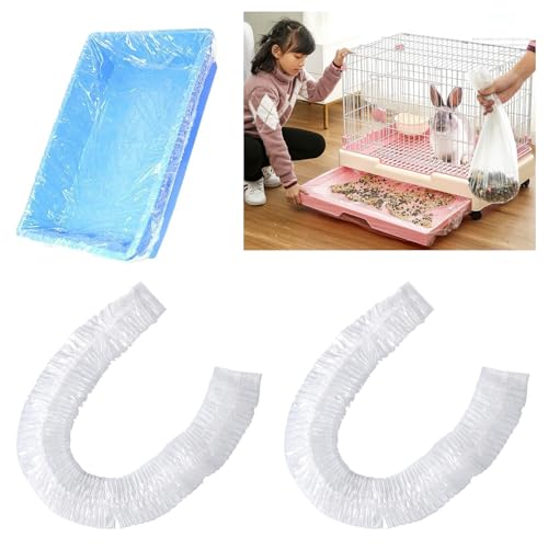 50 Pack Disposable Rabbit Litter Box Liners Disposable Rabbit Cage Cover Liner Waterproof Plastic Wrap for Guinea Pig Training Potty Tray Bunny Litter Pan Trainer Corner Pellet Bedding Toilet
