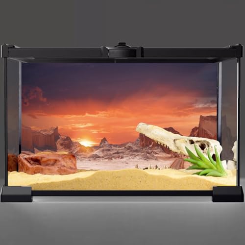 AWERT 72x16 inches Sun and Desert Terrarium Background Orange Reptile Habitat Background Durable Polyester Background - size: 72x16in/180x40cm
