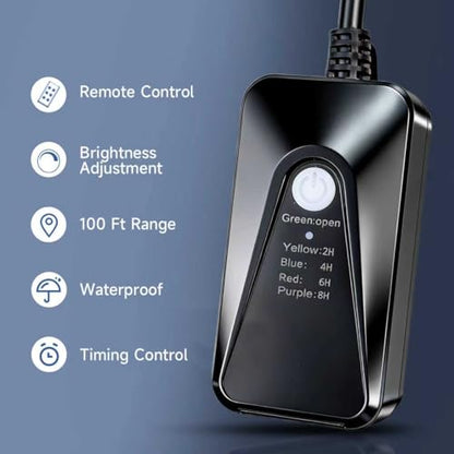 Outdoor Dimmer for String Lights,Plug-in Dimmer Switch 100FT Remote Control & Timer (2H/4H/6H/8H),Waterproof Light Dimmer for Outdoor & Indoor Use,Compatible with Dimmable LED/Tungsten/Patio Lights
