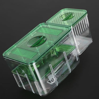 Fish Breeder Box for Aquarium — Double Chamber Hang-On Fry Isolation Box for Betta, Guppy & Livebearers | Feeding Hole | Clear View | Fits Most Fish Tanks