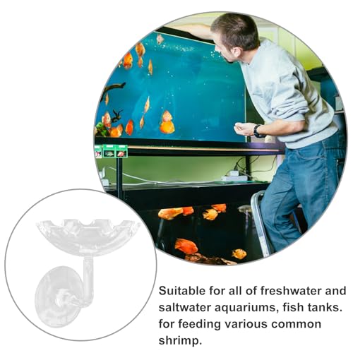 DOITOOL Shrimp Feeding Dish with Suction Cup, Crystal Aquarium Feeder Tray for Tank Feeding, Plastic Reptiles Food Bowl Suitable for Home and Aquarium Use