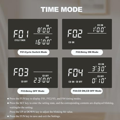 Digital Thermostat Outlet , 15A 1800W Digital Temperature Controller Plug in Heating Cooling Control Timer -40℉-210℉,for Greenhouse, Incubation, Homebrewing（Black LCD）