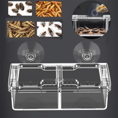 Escape Proof Reptile Feeding Dishes with Suction Cups, Small Anti-Escape Mealworms Bug Food Feeder Bowl for Lizard Leopard Gecko Chameleon Terrarium Tank Accessories