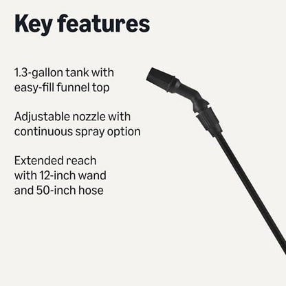 Amazon Basics Garden Sprayer for Gardens and Flower Beds, 1.3 Gallon (5L) Capacity with Extension Wand - style: Garden Sprayer