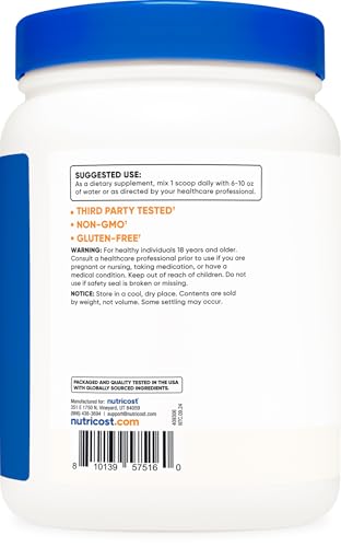Nutricost Calcium Citrate Powder (500 Grams) (Unflavored) - Pure Calcium Citrate, No Fillers, Gluten Free (1.1lbs) - size: 17.64 Ounce (Pack of 1)