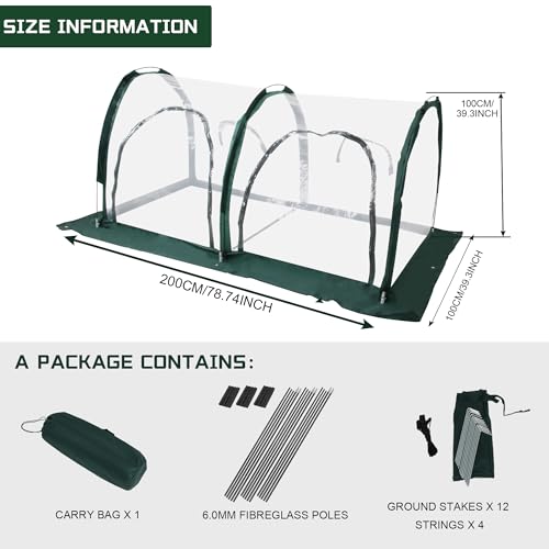 Portable Tunnel Greenhouse for Outdoors - Transparent Mini Greenhouses Ideal for Backyards and Outdoor Vegetable Cultivation (2M) - style: 2M/78.7”