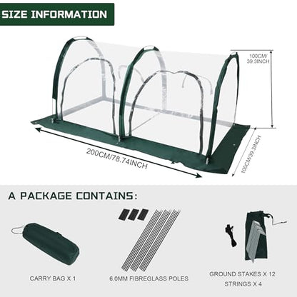 Portable Tunnel Greenhouse for Outdoors - Transparent Mini Greenhouses Ideal for Backyards and Outdoor Vegetable Cultivation (2M) - style: 2M/78.7”