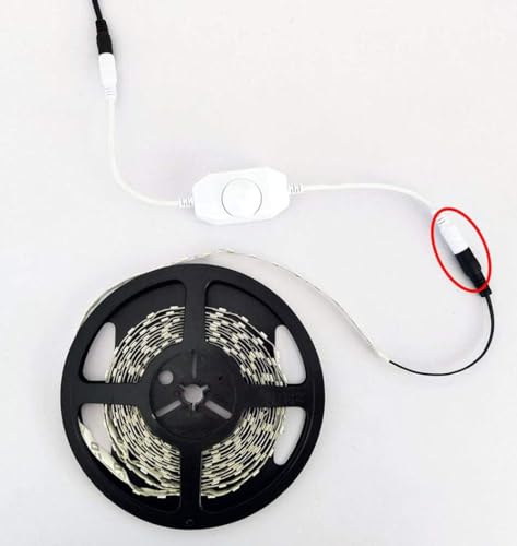 2pcs DC 12V-24V 3A LED Strip Dimmer Switch LED Tape Dimmer Controller PWM Rotary Dimmer 5.5mm x 2.1mm DC Jack for COB LED Strip SMD 5050 3528 2835 5630 LED Ribbon LED String Light, White - color: White(2pcs)