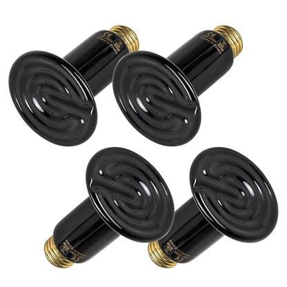 Simple Deluxe 40W Reptile Heat Lamp Bulbs, Pack of 4 Ceramic Heat Emitters for Amphibian Pet & Incubating Chicken (Black, 40 Watts) - size: 40 Watts, style: 4 Pcs