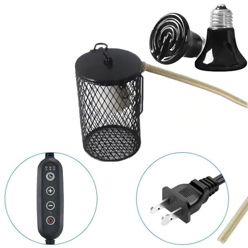 Playful Paws Ceramic Lamp and Lampshade Bird Heaters for Caged Birds with 50W Reptiles Heat Lamp Bird Warmer and Rabbit Hutch Heater (Timed Switch) - color: Timed Switch