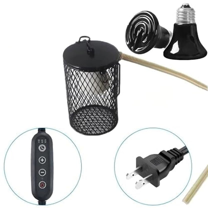 Playful Paws Ceramic Lamp and Lampshade Bird Heaters for Caged Birds with 50W Reptiles Heat Lamp Bird Warmer and Rabbit Hutch Heater (Timed Switch) - color: Timed Switch