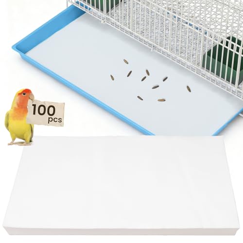 23.6x16.9in Bird Cage Liners - 100 Sheets Pre-Cut Disposable Cage Tray Liners, High Absorbent Non-Woven Pads for Parrots, Cockatiels and Small Animals - size: 23.6x16.9in-100P