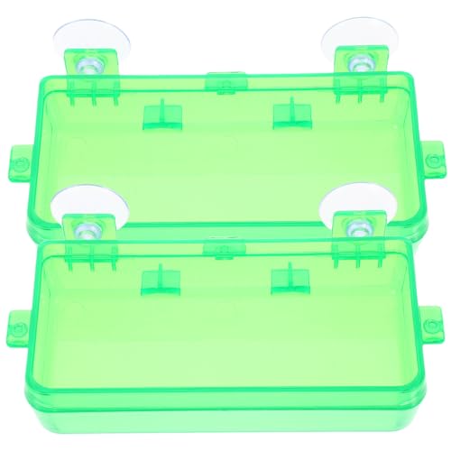 Cabilock 2pcs Small Green Reptile Feeders with Suction Cups, Escape-Proof Multi-Function Water and Food Bowls for Lizards, Geckos, Bearded Dragons, Sturdy Reusable Terrarium Feeding