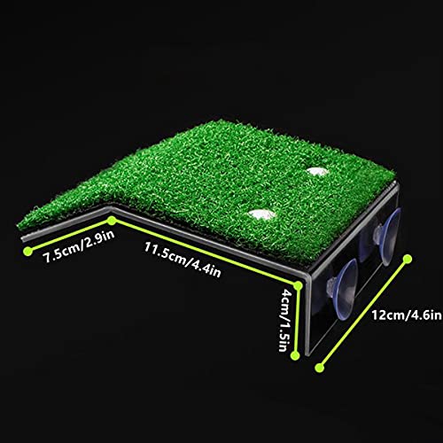 DoubleWood Lawn Turtle Basking Platform - Turtle Resting Platform with Simulation Grass, Ramp for Small Reptiles, Frogs, Terrapins (Medium) - size: Medium