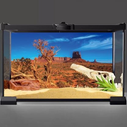 AWERT 36x18 inches Blue Sky Oasis Cactus Sun and Desert Terrarium Background Orange Reptile Habitat Background - size: 36x18in/90x45cm