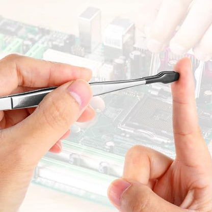 2PCS Rubber Tipped Tweezers Forceps Silicone Soft Tweezers Rubber Steel Forceps Pvc Coated Soft Jewelry Coin Stamp Tongs