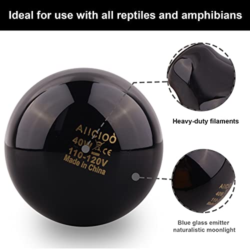 Reptile Heat Lamp - 40 Watt Reptile Night Heat Bulb Terrarium Moon-Like Light Bulb for Bearded Dragon Gecko Snake Turtle and Lizard - size: 40 W