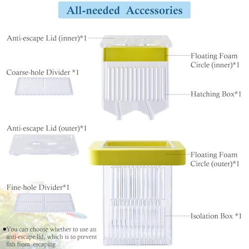 Aquarium Fish Breeding Box Floating Acrylic Hatchery Incubator Tank with Isolation Box for Guppy Baby Betta Saltwater or Injured Fish