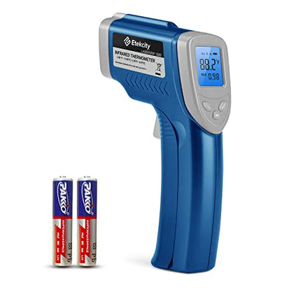 Etekcity Infrared Thermometer Laser Temperature Gun 1080, -58°F~ 1130°F for Meat Food Candy Pizza Oven, Heat Gun for Cooking, Kitchen, Fridge, Reptile, BBQ, HAVC, Adjustable Emissivity & Max Measure - color: Arctic Blue, style: Advanced